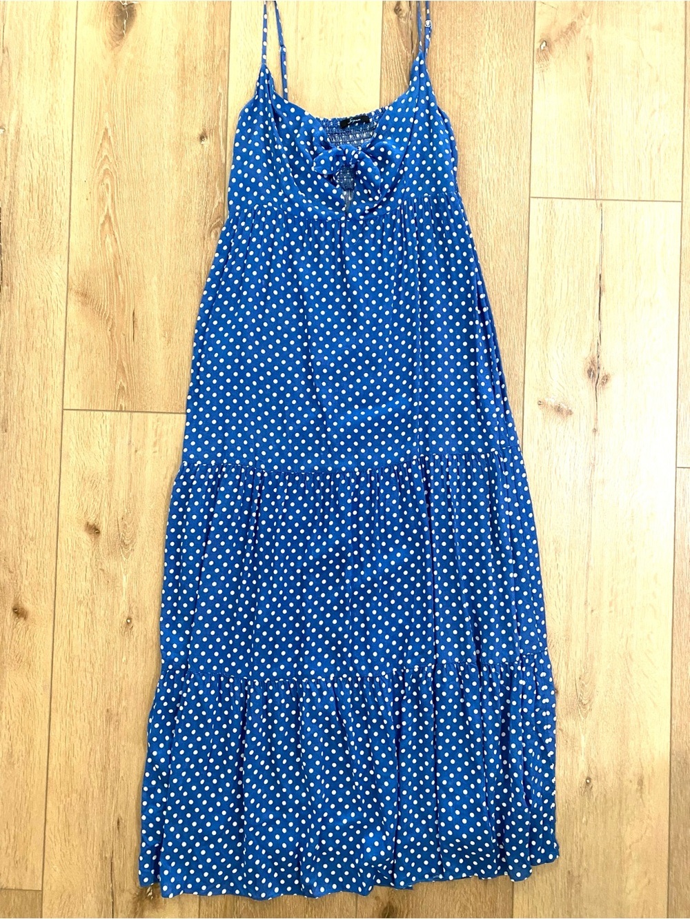 Soprano Dress Women’s XL Blue White Polka Dot Maxi Summer Wedding July 4th